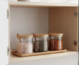 Anygleam Transparent 3pcs Spice Jars Glass Food Kitchen Tableware
