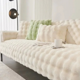 Anyseat Sofa Towel Super Soft Rabbit Plush Beige Thicken Bubble Velvet Non-slip Sectional Sofa Cover Non-slip L-shaped Couch Cover