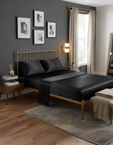 Anycozy Fitted Sheet King Size Black Luxury Silky Beddings Set with Pillow Cases