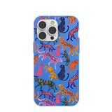 Electric Blue Jungle Cat iPhone 14 Pro Max Case