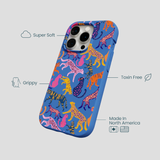Electric Blue Jungle Cat iPhone 15 Pro Case