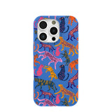 Electric Blue Jungle Cat iPhone 16 Pro Case