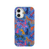 Electric Blue Jungle Cat iPhone 16 Case