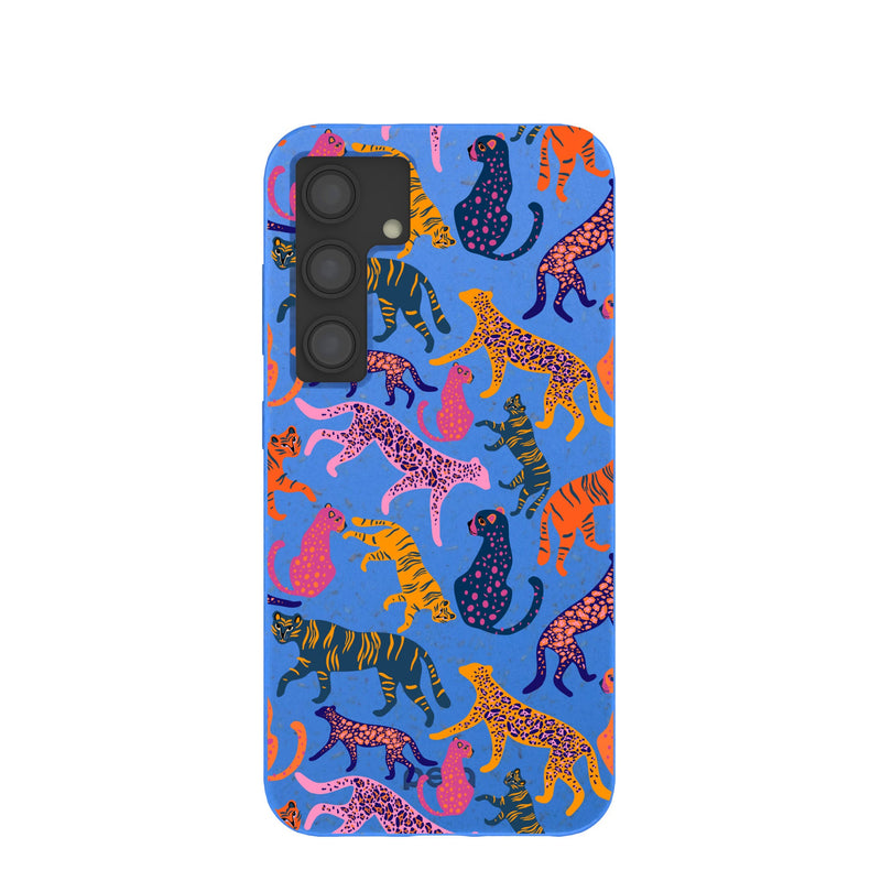 Electric Blue Jungle Cat Samsung Galaxy S24 Case