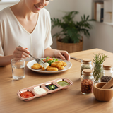 Anygleam Rose Gold Stainless Steel 4-Grid Sauce Dish – Seasoning & Dipping Plates for Kitchenware