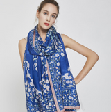 Anyyou 100% Mulberry Silk Ocean Blue Scarf Women Luxury Long Shawl – Beach Wear, Swimwear Cover Up, Pashmina Face Shield Foulard Fashion Accessory