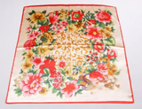 Anyyou Fashion Premium Satin Square Scarf – Elegant Peony Beige Silk-Feel Neckwrap for Women