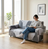 Anyseat White Gray Geometric Style Sofa Cover – Stretchable Slipcover for Living Room Chair Protection