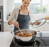 ANYGLEAM Stock Pot Silver Stainless Steel Home Restaurant Cooking Tool Single-Layer Compatible Soup Kitchen Utensils