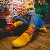 Anyfootwear 3 Pairs Multi-Color Black Size 5-11 Fashion Socks Pizza Sushi Design Happy Harajuku Style Skate Cotton Comfortable Casual Socks Perfect Christmas Gift