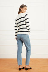 Stripe Sloane Crewneck in Off White