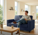 Anyseat 2-Seater Sofa Cover – Plain Navy Blue Style Slipcover for Living Room Chair Protection