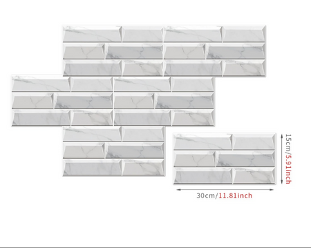 ANYDECO Wallpaper Light Gray 18 Pcs Waterproof Self Adhesive Removable DIY Modern Marble Tile Wall Sticker Home Decor