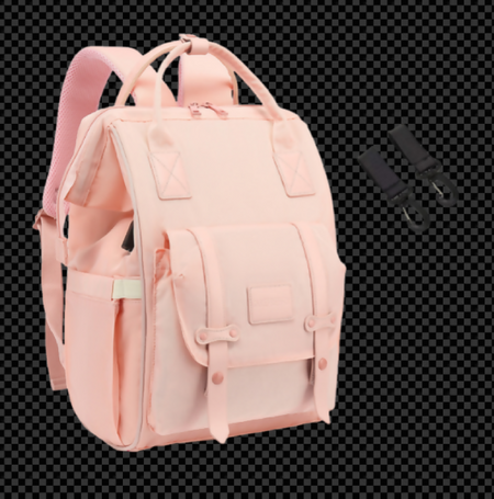 Anymom Mommy Diaper Bag Pink Backpack 2Pcs Stroller Hook with Internal USB Charging Port