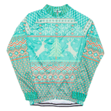 Cycling Mens Jersey Green Long Sleeve 1/2 Zip L