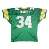 WILSON Green Bay Packers Home #33 Bennett Mens Jersey Green 90s USA Nylon 2XL