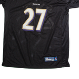 REEBOK Baltimore Ravens Alternate #27 Rice Mens Jersey Black USA V-Neck 2XL