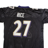 REEBOK Baltimore Ravens Alternate #27 Rice Mens Jersey Black USA V-Neck 2XL