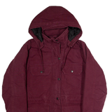 RIDGE CUT Womens Parka Coat Maroon Canvas Hooded M
