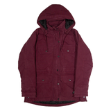 RIDGE CUT Womens Parka Coat Maroon Canvas Hooded M