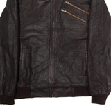 Mens Motorcycle Jacket Brown Leather XL