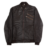 Mens Motorcycle Jacket Brown Leather XL