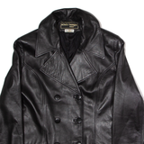 ROISIN DESIGNS Womens Trench Jacket Black Leather UK 14