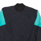 IDENTITY INC Mens Bomber Jacket Black Nylon 90s Colourblock XL