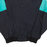IDENTITY INC Mens Bomber Jacket Black Nylon 90s Colourblock XL