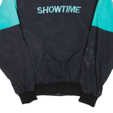 IDENTITY INC Mens Bomber Jacket Black Nylon 90s Colourblock XL