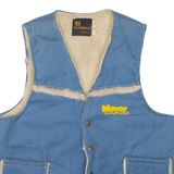 WEATHERCASTER Sherpa Lined Denim Mens Workwear Gilet Blue L