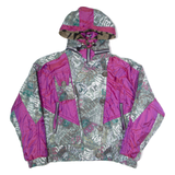 KITEX Womens Puffer Coat Purple 90s Crazy Pattern UK 18
