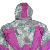 KITEX Womens Puffer Coat Purple 90s Crazy Pattern UK 18