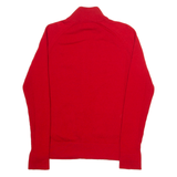 LACOSTE Womens Jumper Red High Neck Tight Knit UK 10