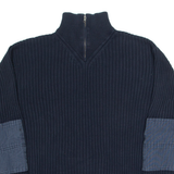NAUTICA Mens Jumper Blue 1/4 Zip Tight Knit 2XL