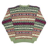 GAP Mens Patterned Jumper Green Crazy Pattern Chunky Knit M