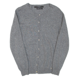 GUESS Womens Cardigan Grey Button Neck Tight Knit S
