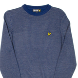 LYLE & SCOTT Mens Patterned Jumper Blue Houndstooth Tight Knit Wool M
