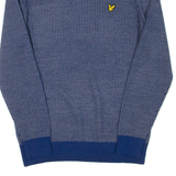 LYLE & SCOTT Mens Patterned Jumper Blue Houndstooth Tight Knit Wool M