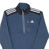 ADIDAS Mens Jumper Blue 1/2 Zip Tight Knit XS