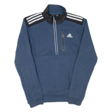 ADIDAS Mens Jumper Blue 1/2 Zip Tight Knit XS