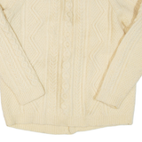 Womens Cardigan Cream V-Neck Cable Knit M