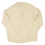 Womens Cardigan Cream V-Neck Cable Knit M