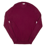 REISS Mens Jumper Maroon Tight Knit Wool 2XL
