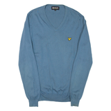 LYLE & SCOTT Mens Jumper Blue V-Neck Tight Knit M