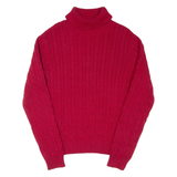 TOMMY HILFIGER Mens Jumper Red Roll Neck Cable Knit XL
