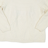 BENETTON Womens Jumper Cream Cable Knit Wool XS