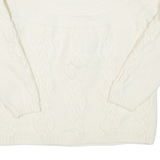 BENETTON Womens Jumper Cream Cable Knit Wool XS