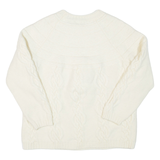 BENETTON Womens Jumper Cream Cable Knit Wool XS