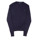 POLO RALPH LAUREN Mens Jumper Blue Tight Knit Wool L